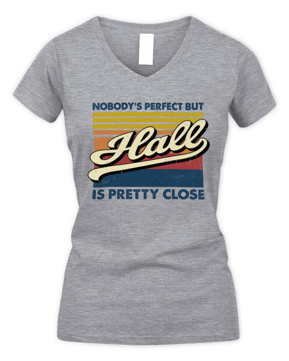 Nobody's Perfect But Your Name Is Pretty Close Retro Shirt HALL M1-65 / Women's V-Neck T-Shirt / sport grey