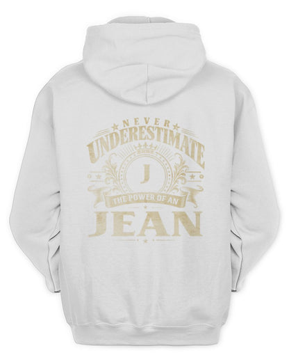 Never Underestimate Your Name Luxury Logo Shirt JEAN M1-63 / Unisex Hoodie / white