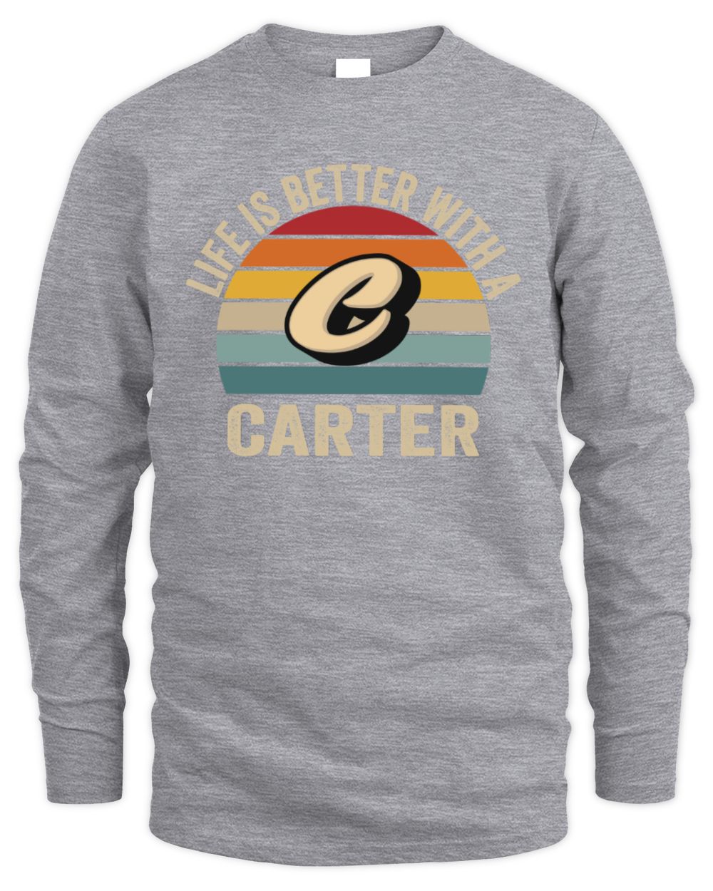 Life Is Better with Name Vintage Sun Shirt CARTER M1-50 / Men's Long Sleeved T-Shirt / sport grey