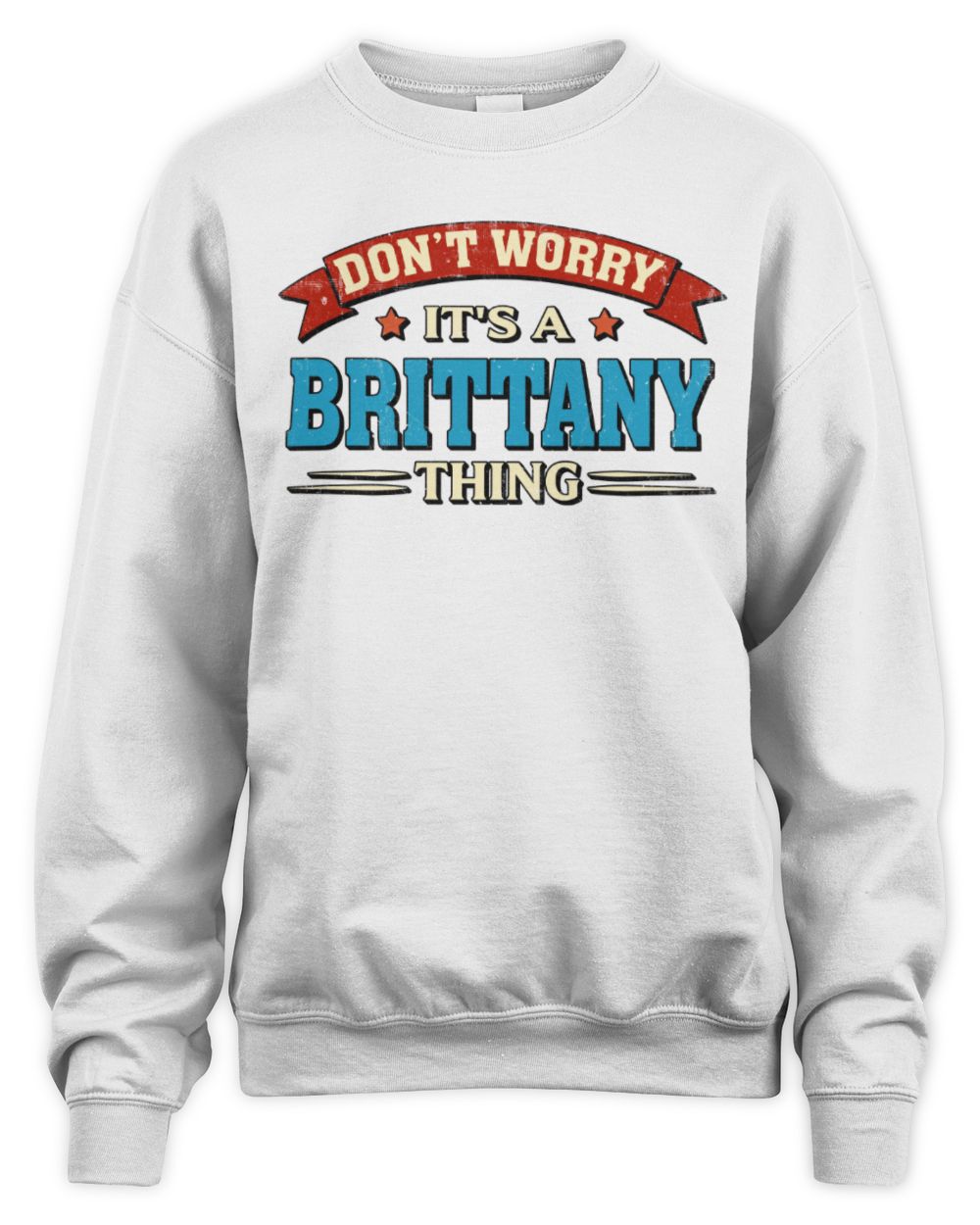 Don't Worry It's a Your Name Thing Funny Retro T-Shirt BRITTANY M1-57 / Unisex Sweatshirt / white