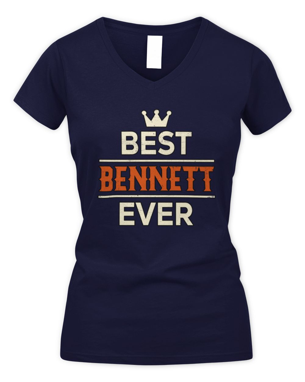 Best Your Name With Crown Shirt BENNETT M1-59 / Women's V-Neck T-Shirt / navy