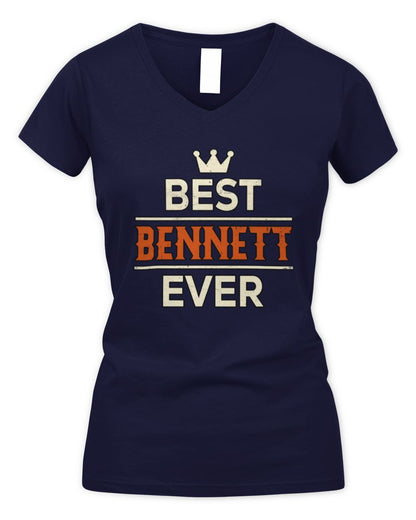 Best Your Name With Crown Shirt BENNETT M1-59 / Women's V-Neck T-Shirt / navy