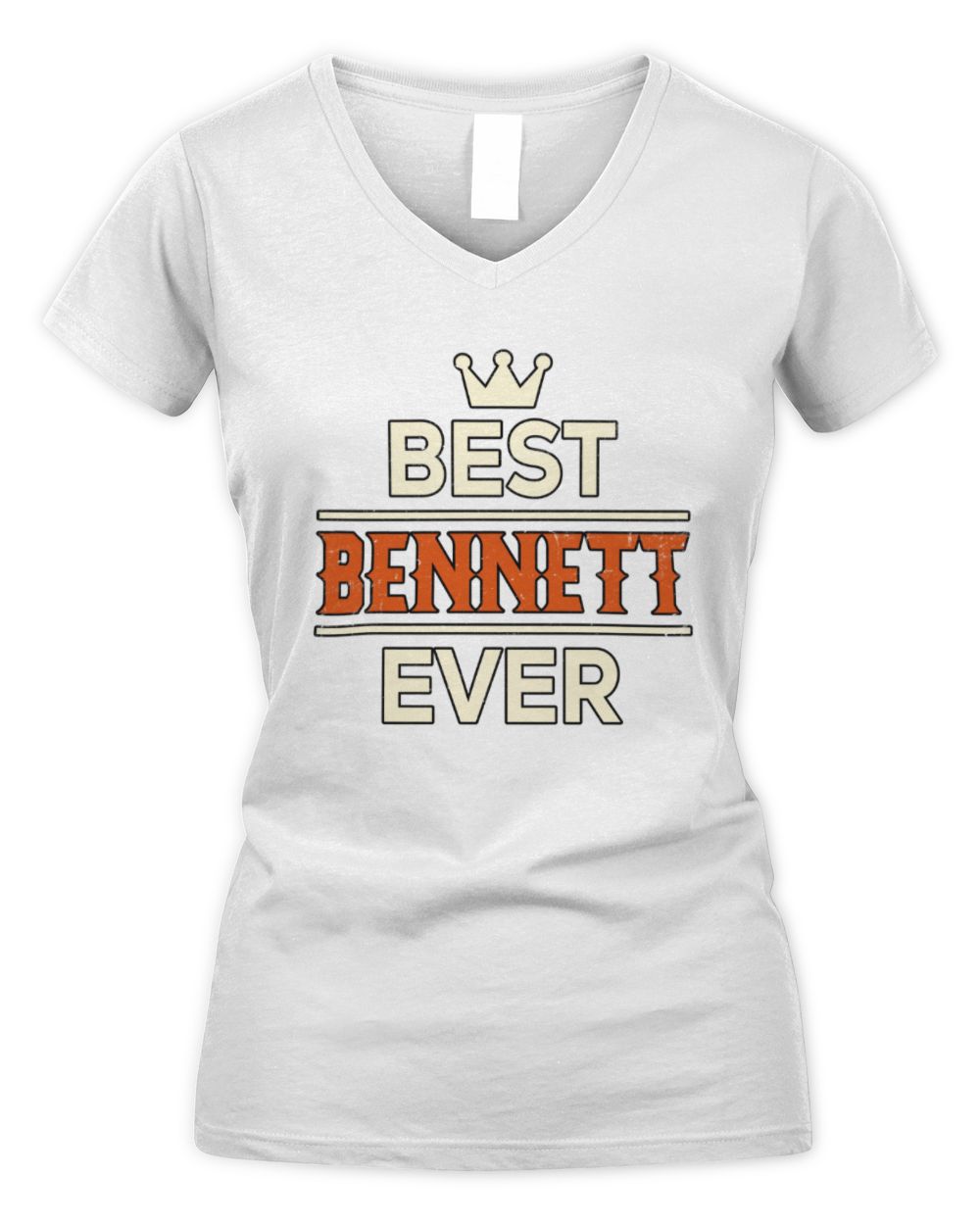 Best Your Name With Crown Shirt BENNETT M1-59 / Women's V-Neck T-Shirt / white