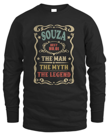 The Man The Myth The Legend Vintage Gold Wine Shirt SOUZA M1-52 / Men's Long Sleeved T-Shirt / black