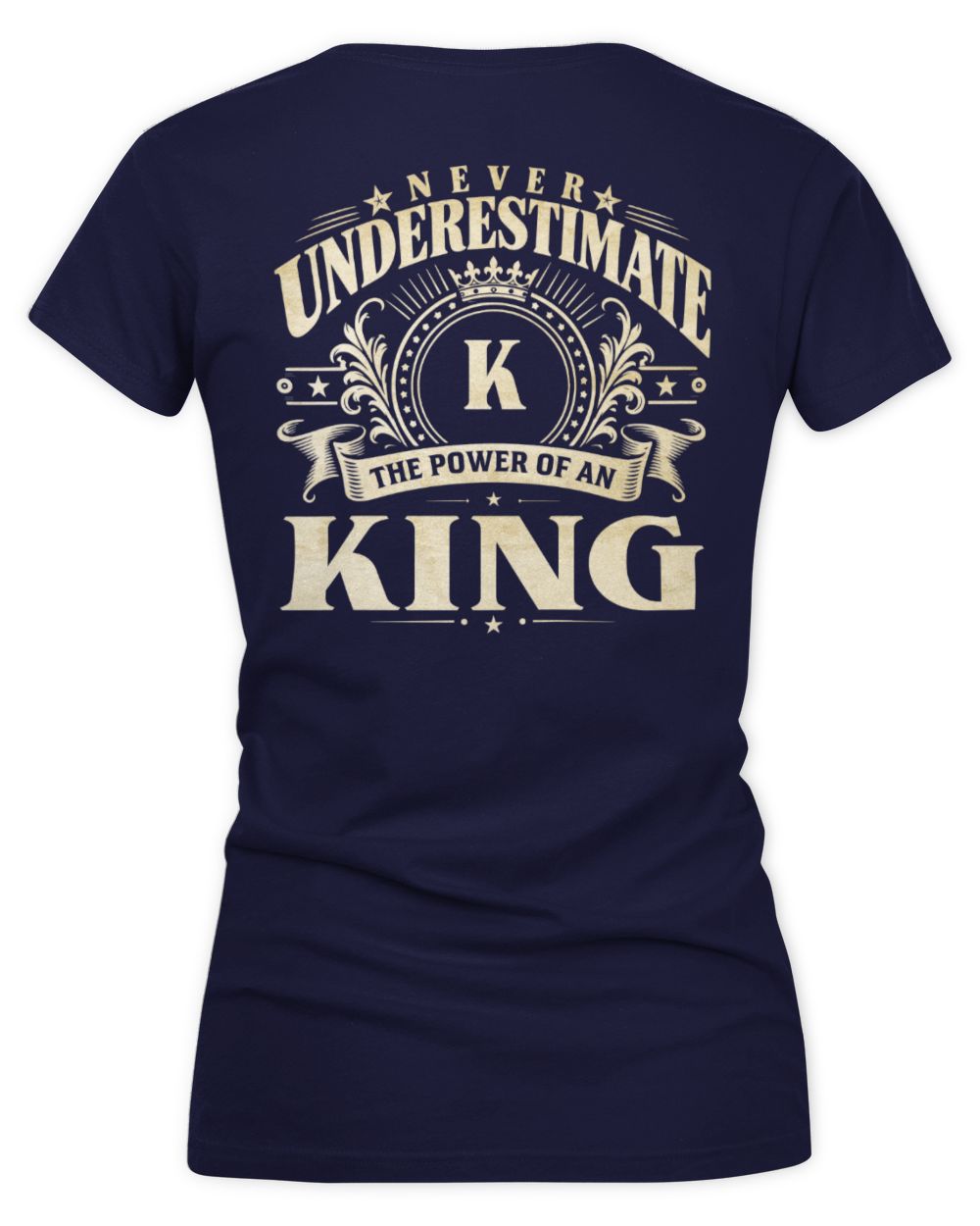 Never Underestimate Your Name Luxury Logo Shirt KING M1-63 / Women's V-Neck T-Shirt / navy