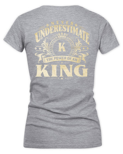 Never Underestimate Your Name Luxury Logo Shirt KING M1-63 / Women's V-Neck T-Shirt / sport grey