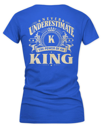 Never Underestimate Your Name Luxury Logo Shirt KING M1-63 / Women's V-Neck T-Shirt / royal
