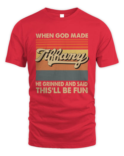 When God Made Your Name He Grinned Vintage T-Shirt TIFFANY M1-55 / Unisex Standard T-Shirt / red