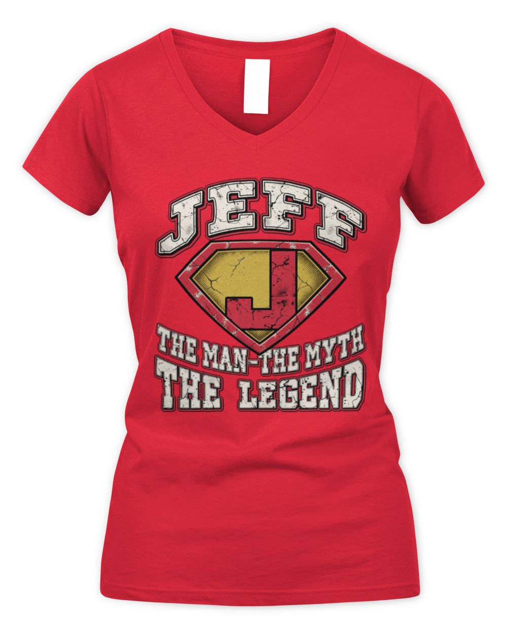 The Man The Myth The Legend Superman Graphic T-Shirt JEFF M1-74 / Women's V-Neck T-Shirt / red