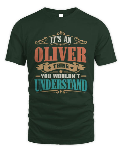 It’s a Name Thing Personalized Retro T-Shirt OLIVER M1-47 / Unisex Standard T-Shirt / forest green