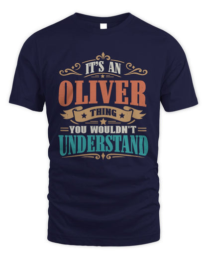 It’s a Name Thing Personalized Retro T-Shirt OLIVER M1-47 / Unisex Standard T-Shirt / navy