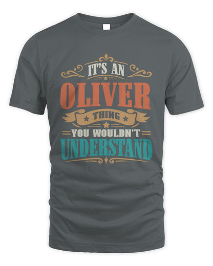 It’s a Name Thing Personalized Retro T-Shirt OLIVER M1-47 / Unisex Standard T-Shirt / charcoal