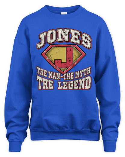 The Man The Myth The Legend Superman Graphic T-Shirt JONES M1-74 / Unisex Sweatshirt / royal