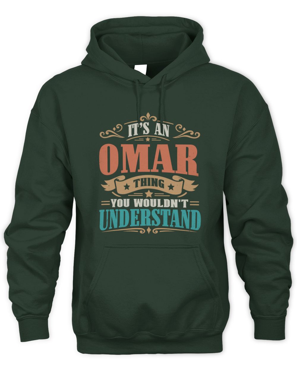 It’s a Name Thing Personalized Retro T-Shirt OMAR M1-47 / Unisex Hoodie / forest green