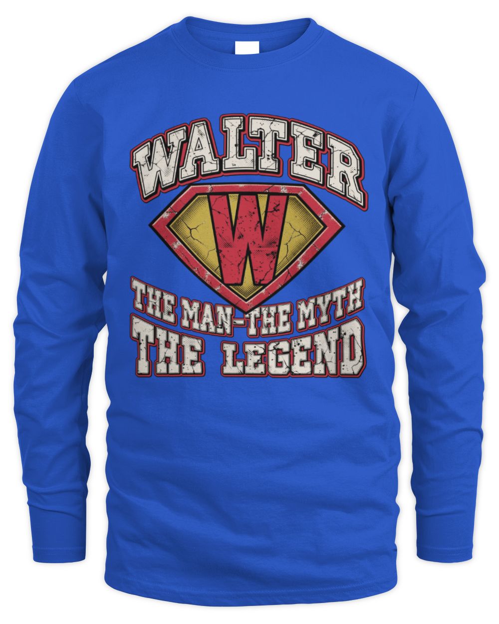 The Man The Myth The Legend Superman Graphic T-Shirt WALTER M1-74 / Men's Long Sleeved T-Shirt / royal