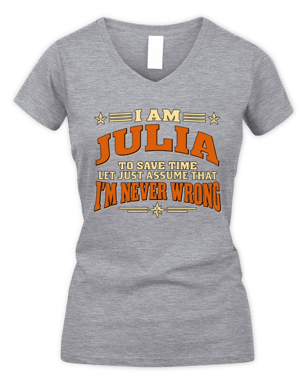 I'm Name Let's Just Assume I'm Never Wrong Retro Shirt JULIA M1-64 / Women's V-Neck T-Shirt / sport grey