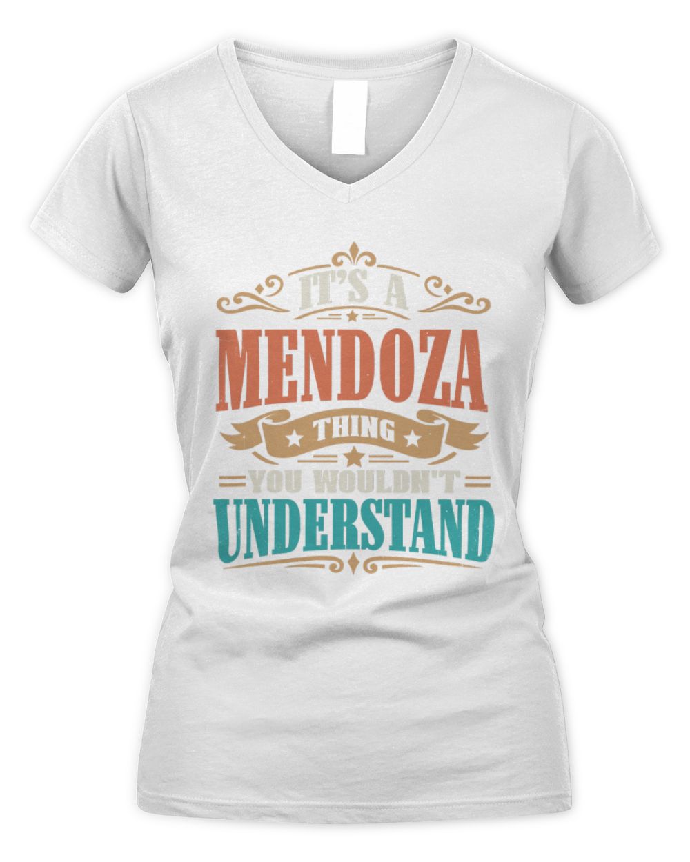 It’s a Name Thing Personalized Retro T-Shirt MENDOZA M1-47 / Women's V-Neck T-Shirt / white