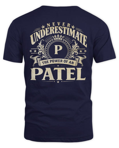 Never Underestimate Your Name Luxury Logo Shirt PATEL M1-63 / Unisex Standard T-Shirt / navy