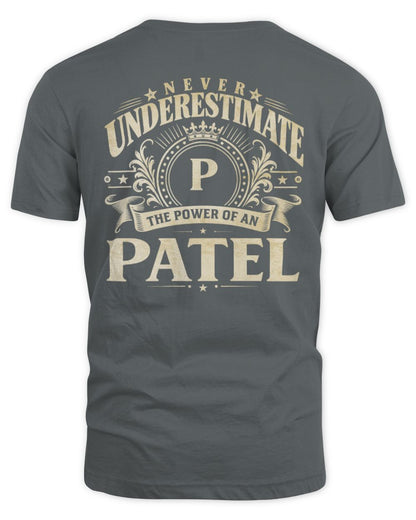 Never Underestimate Your Name Luxury Logo Shirt PATEL M1-63 / Unisex Standard T-Shirt / charcoal