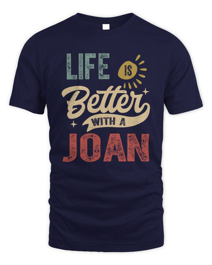 Life Is Better With a Name Personalized Retro T-Shirt JOAN-48 / Unisex Standard T-Shirt / navy