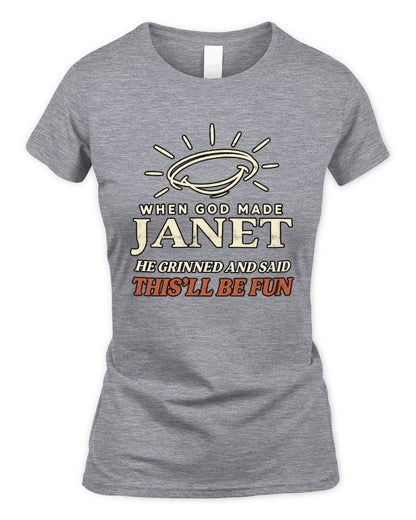 When God Made Your Name Funny Western T-Shirt T-Shirt JANET M1-S82 / Women's Standard T-Shirt / sport grey