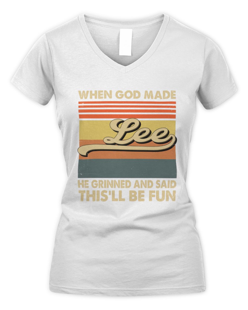 When God Made Your Name He Grinned Vintage T-Shirt LEE M1-55 / Women's V-Neck T-Shirt / white
