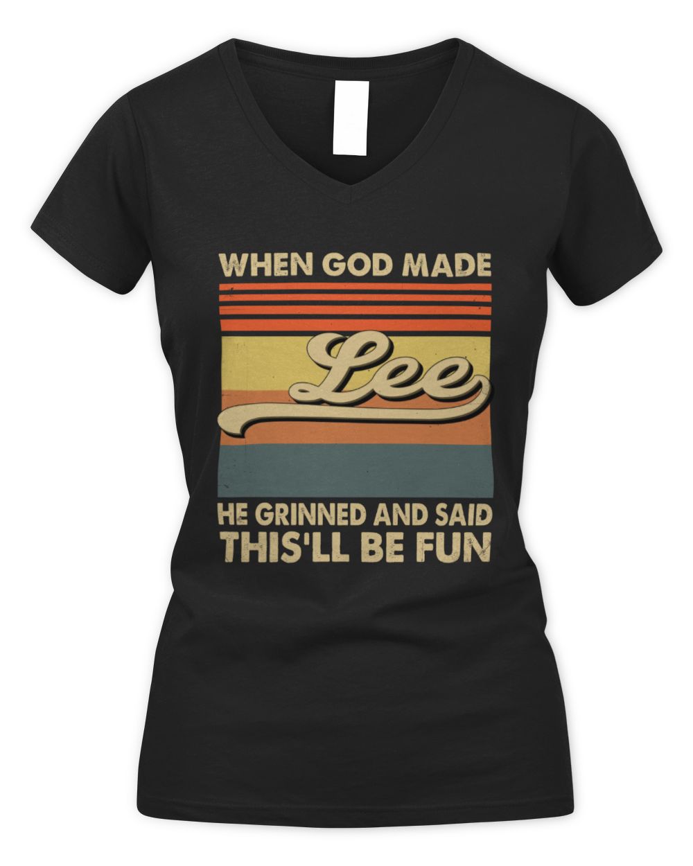 When God Made Your Name He Grinned Vintage T-Shirt LEE M1-55 / Women's V-Neck T-Shirt / black