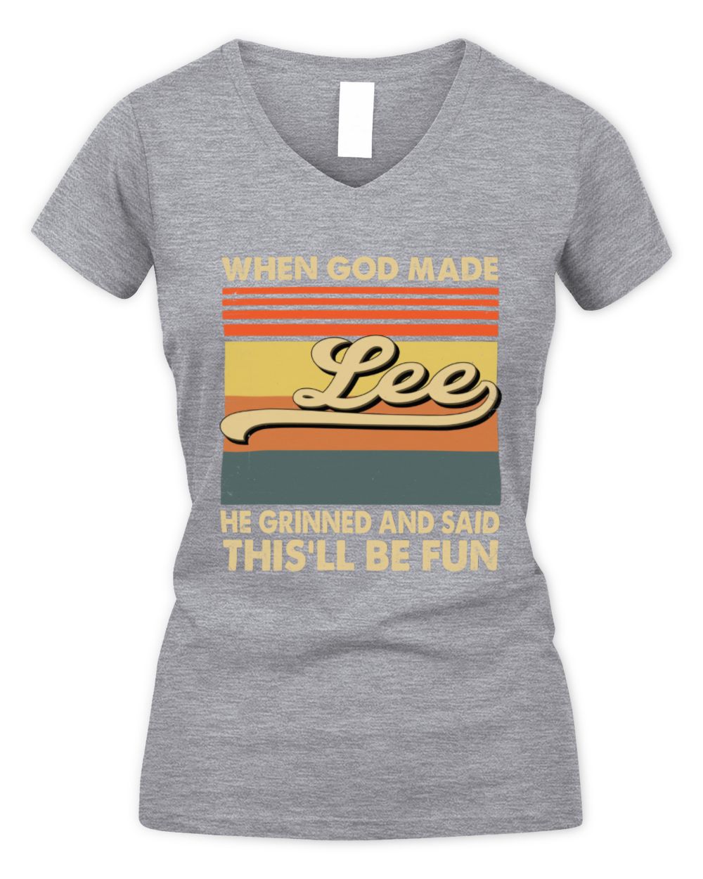When God Made Your Name He Grinned Vintage T-Shirt LEE M1-55 / Women's V-Neck T-Shirt / sport grey
