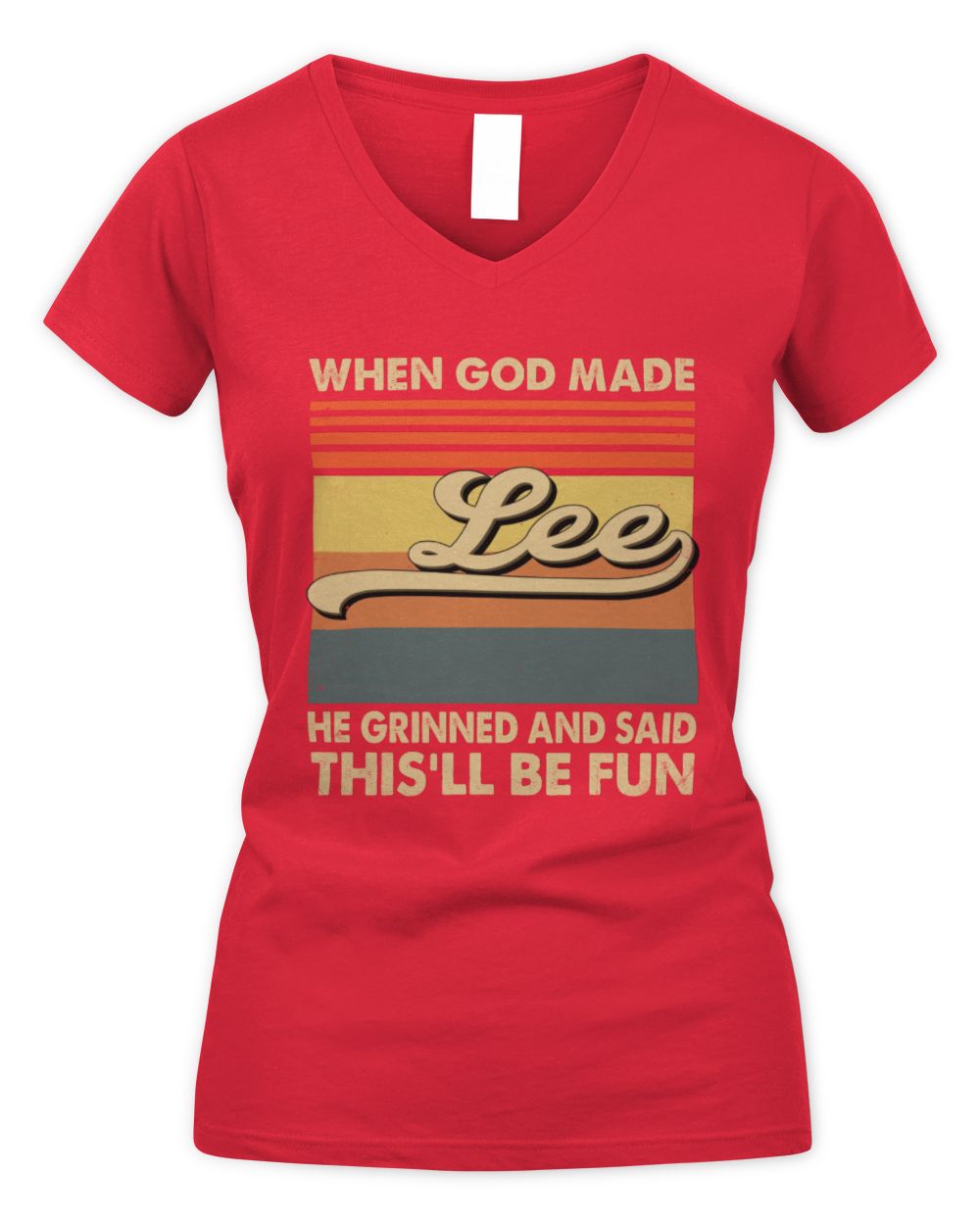 When God Made Your Name He Grinned Vintage T-Shirt LEE M1-55 / Women's V-Neck T-Shirt / red