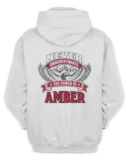 Never Underestimate Your Name Eagle Mountain Shirt AMBER M1-61 / Unisex Hoodie / white