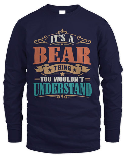It’s a Name Thing Personalized Retro T-Shirt BEAR M1-47 / Men's Long Sleeved T-Shirt / navy