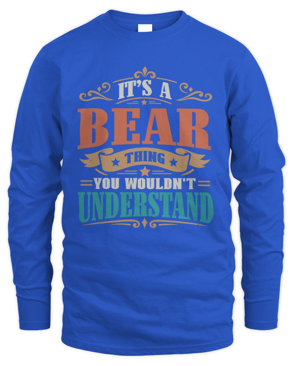It’s a Name Thing Personalized Retro T-Shirt BEAR M1-47 / Men's Long Sleeved T-Shirt / royal