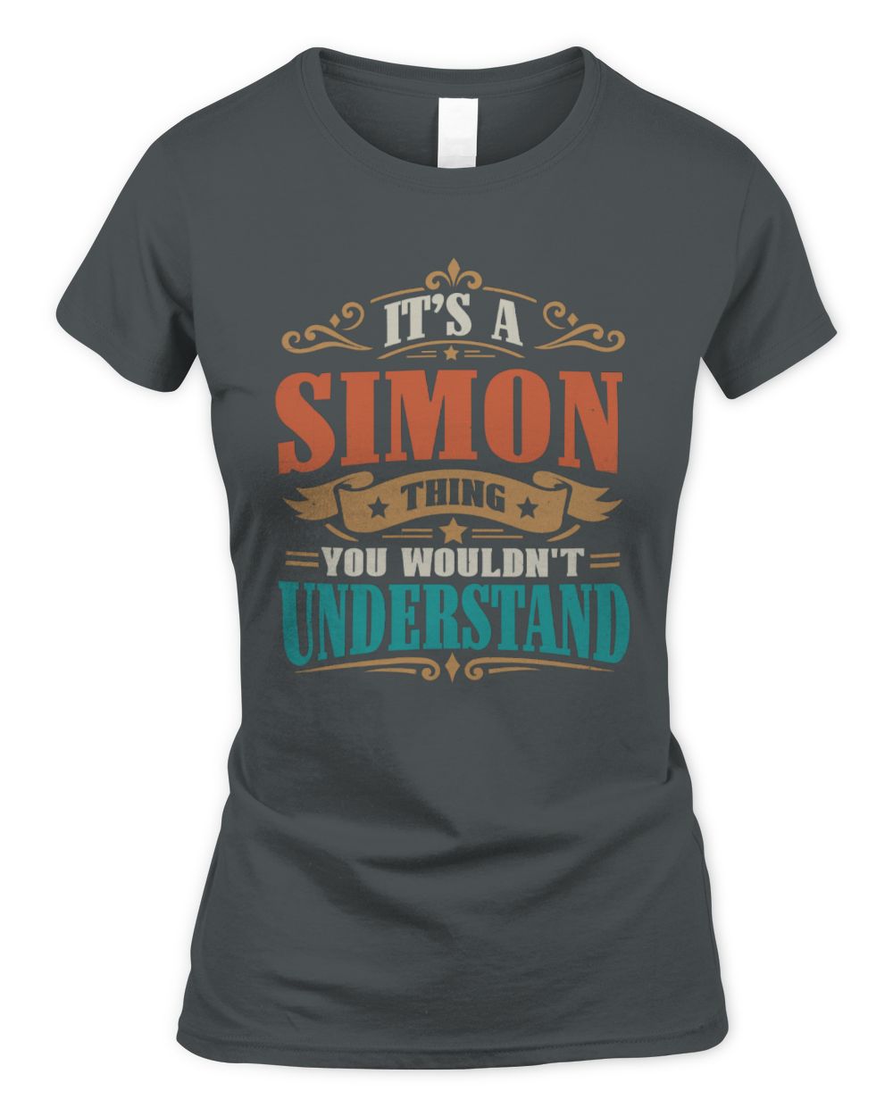 It’s a Name Thing Personalized Retro T-Shirt SIMON M1-47 / Women's Standard T-Shirt / charcoal