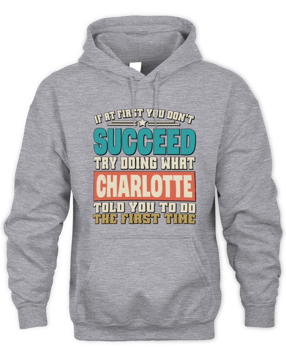 If at First You Don't Succeed Funny Vintage Shirt CHARLOTTE M1-53 / Unisex Hoodie / sport grey