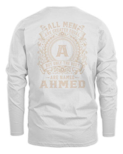 All Men Are Created Equal Cool Logo Shirt AHMED M1-60 / Men's Long Sleeved T-Shirt / white