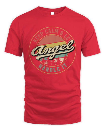 Keep Calm Let Your Name Handle It Retro T-Shirt ANGEL M1-54 / Unisex Standard T-Shirt / red