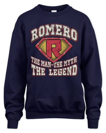 The Man The Myth The Legend Superman Graphic T-Shirt ROMERO M1-74 / Unisex Sweatshirt / navy