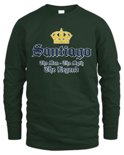 The Man The Myth The Legend Corona Beer T-Shirt SANTIAGO M1-S83 / Men's Long Sleeved T-Shirt / forest green