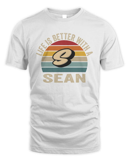 Life Is Better with Name Vintage Sun Shirt SEAN M1-50 / Unisex Standard T-Shirt / white