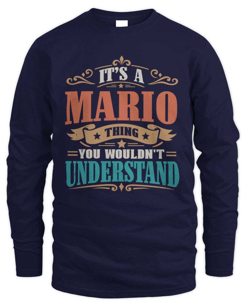 It’s a Name Thing Personalized Retro T-Shirt MARIO M1-47 / Men's Long Sleeved T-Shirt / navy