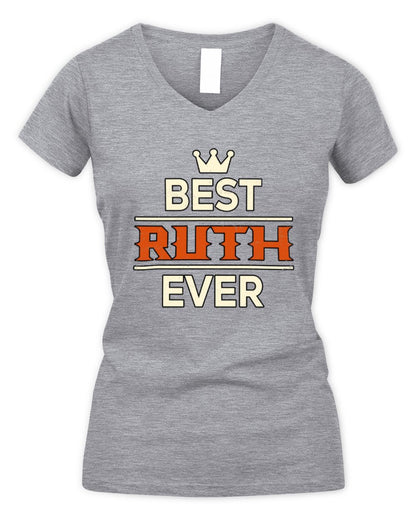 Best Your Name With Crown Shirt RUTH M1-59 / Women's V-Neck T-Shirt / sport grey