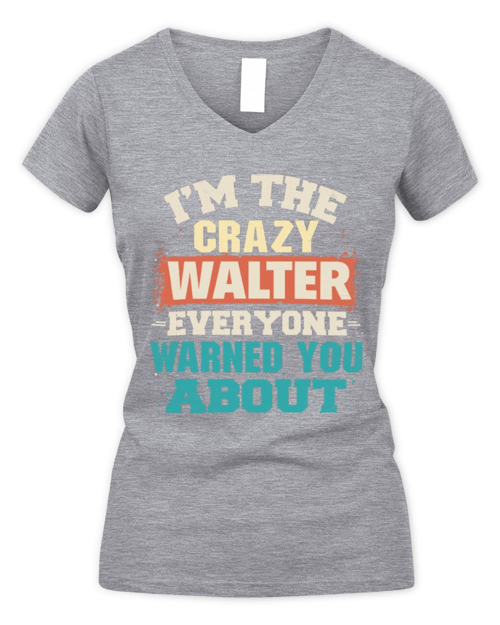 I'm the Crazy One Everyone Warned You About Retro Graphic T-Shirt WALTER M1-70 / Women's V-Neck T-Shirt / sport grey