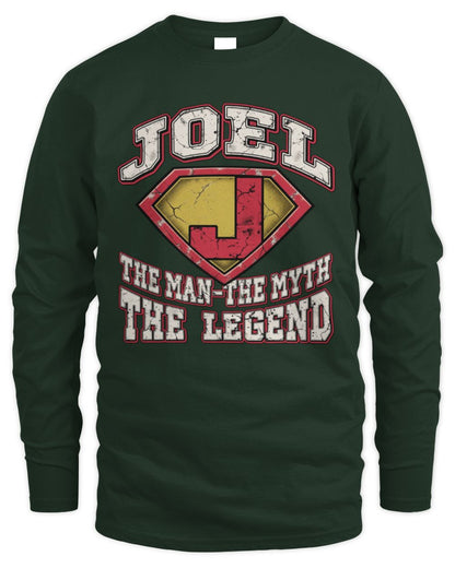 The Man The Myth The Legend Superman Graphic T-Shirt JOEL M1-74 / Men's Long Sleeved T-Shirt / forest green