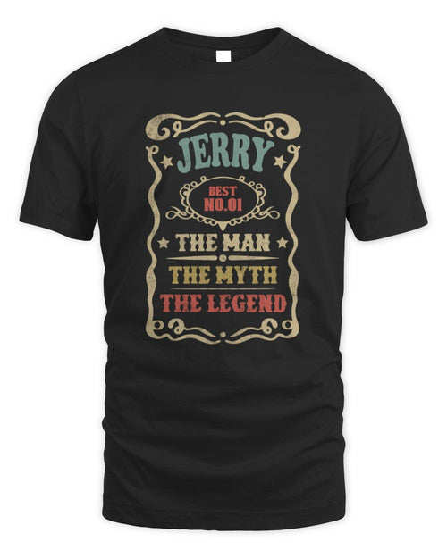 The Man The Myth The Legend Vintage Gold Wine Shirt JERRY M1-52 / Unisex Standard T-Shirt / black
