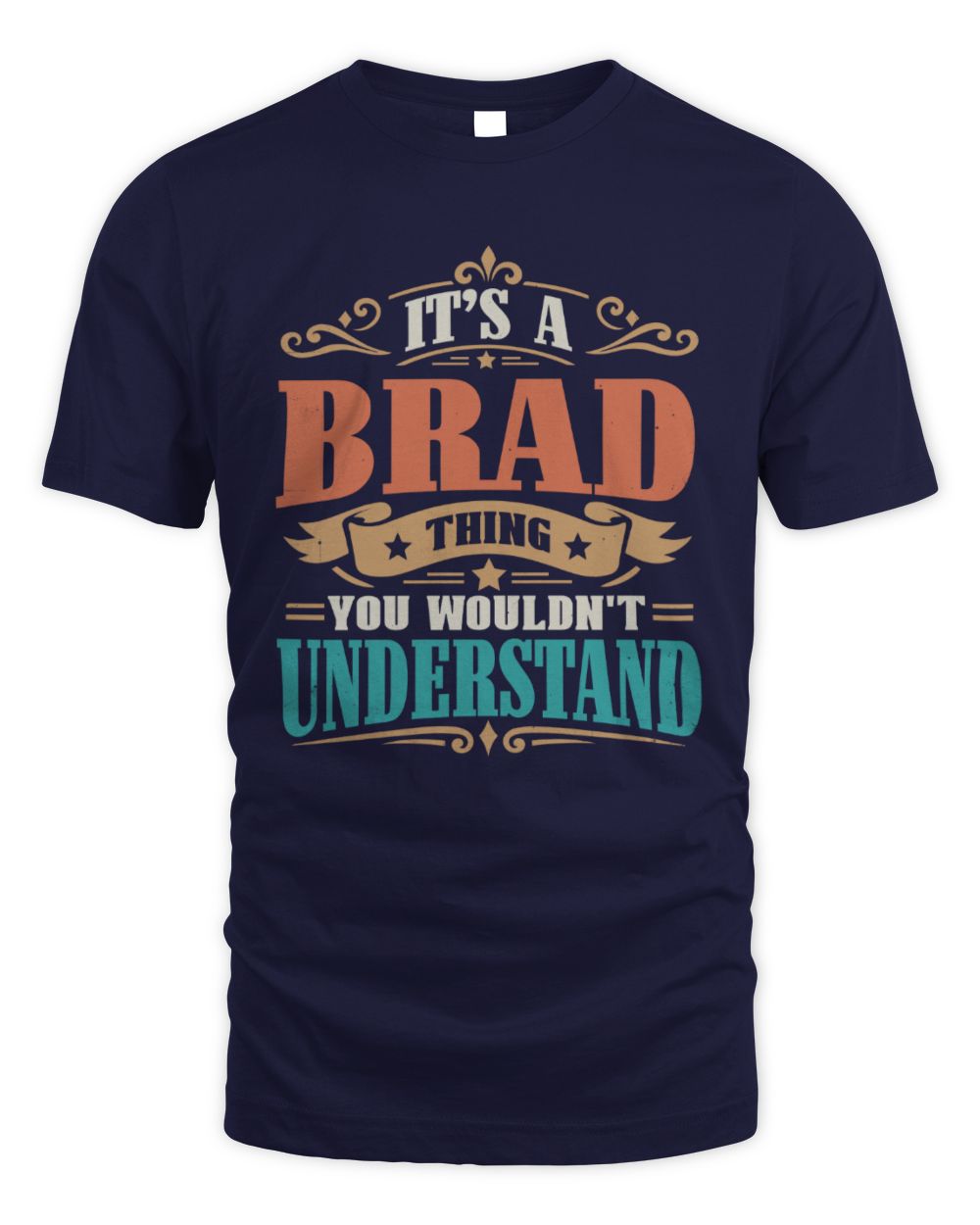 It’s a Name Thing Personalized Retro T-Shirt BRAD M1-47 / Unisex Standard T-Shirt / navy
