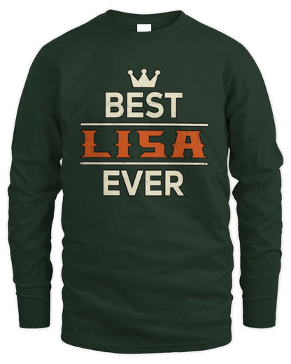 Best Your Name With Crown Shirt LISA M1-59 / Men's Long Sleeved T-Shirt / forest green