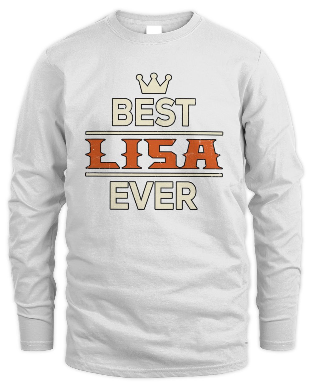 Best Your Name With Crown Shirt LISA M1-59 / Men's Long Sleeved T-Shirt / white