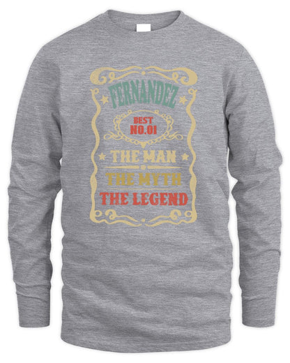 The Man The Myth The Legend Vintage Gold Wine Shirt FERNANDEZ M1-52 / Men's Long Sleeved T-Shirt / sport grey