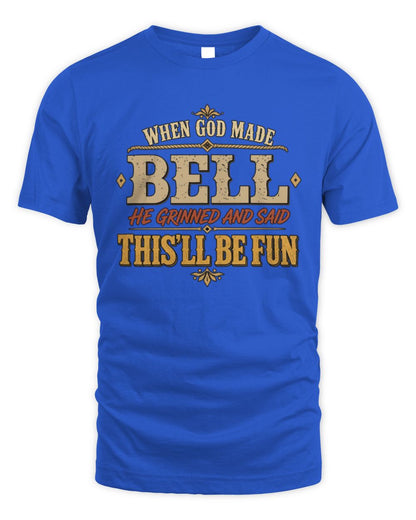 When God Made Your Name Funny Western T-Shirt BELL M1-81 / Unisex Standard T-Shirt / royal