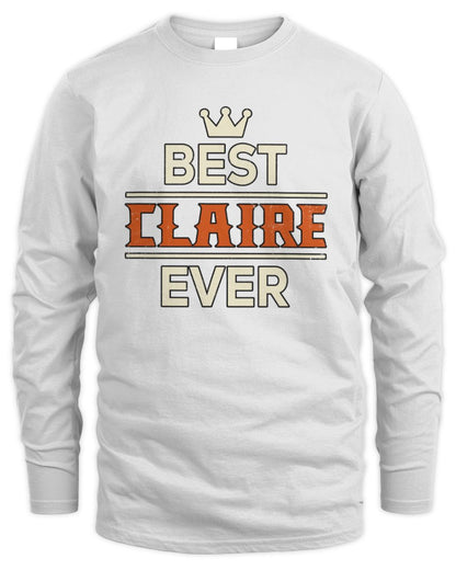 Best Your Name With Crown Shirt CLAIRE M1-59 / Men's Long Sleeved T-Shirt / white